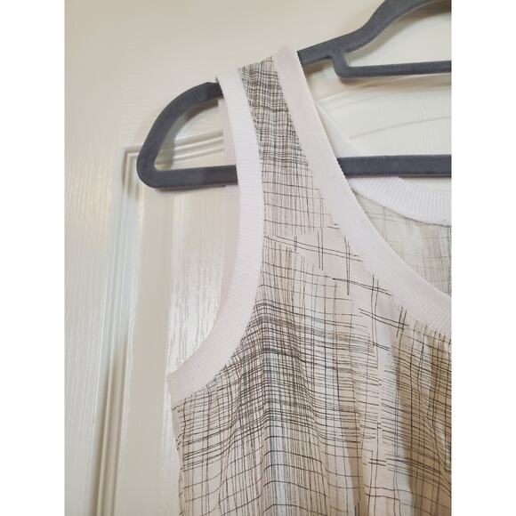 Deca de Vous a Nous Paris White Geometric Lines Lagenlook Midi Dress, Size Small - Picture 4 of 13